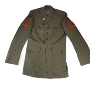 Vintage WWII  US Marine Corps Military Sgt. Dress Jacket , Shirt, Belt 38R